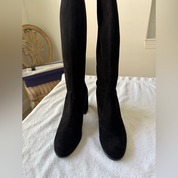 Stuart Weitzman Tieland Over-The-Knee Black Suede Boots - Picture 2 of 11